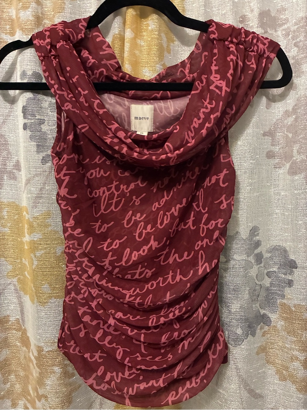 Maeve Roseberry Script Cowl Neck Tank